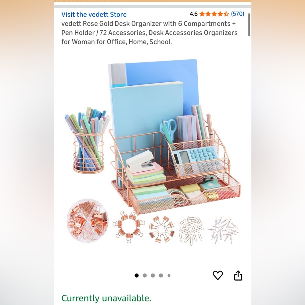 Copper Wire Desk Organizer Set
